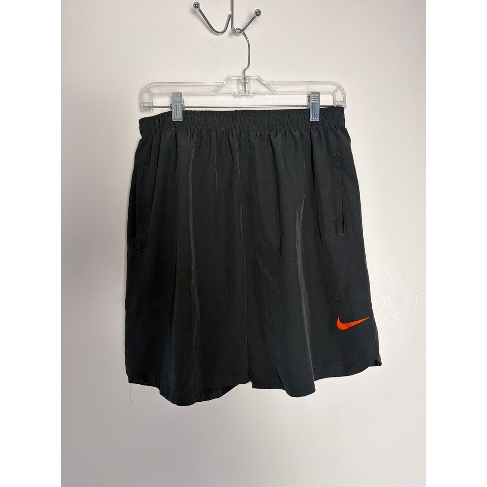 Nike Dri-FIT Mens Training Shorts Black Orange Swoosh Perforated XXL
